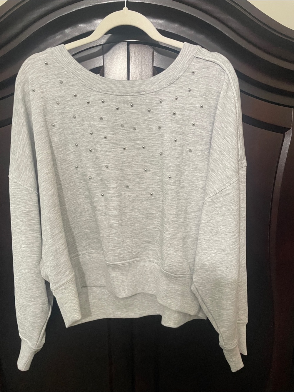 Jessica Simpson Light Gray Studded Crewneck Sweatshirt
